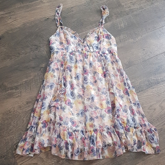 Abercrombie & Fitch floral chiffon sundress, sz M - Picture 2 of 7